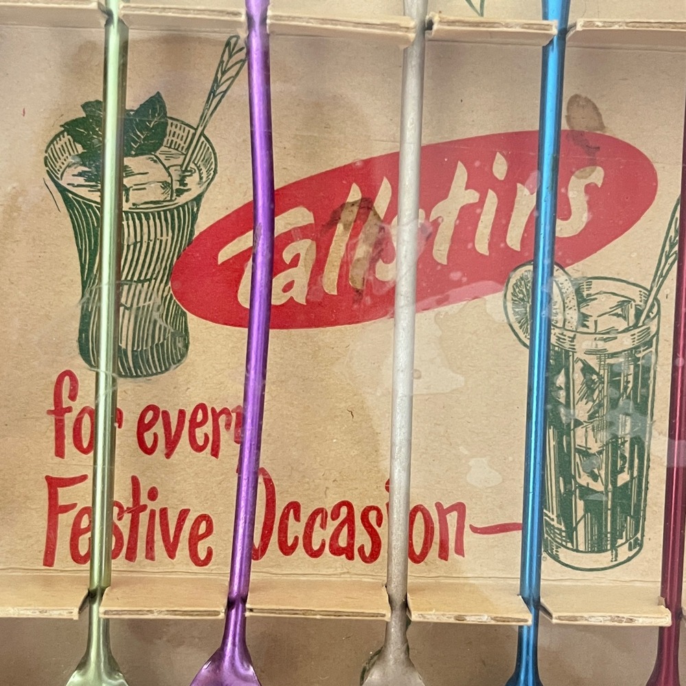 Ray J. Walther Tallstirs Swizzle Sticks  Multicolor‎ Vintage Leaf Set 6 - Picture 3 of 3